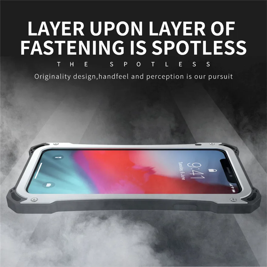 New Heavy Duty Case for iPhone XS Max Doom Armor Metal Case for iPhone XS Original R-just Shockproof Cover For iPhone X XR (10)