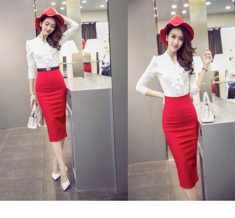 High Waist Pencil Skirts Plus Size Tight Bodycon Fashion Women Midi Skirt Red Black Slit Women's Skirt Fashion Jupe Femme S 5XL (14)