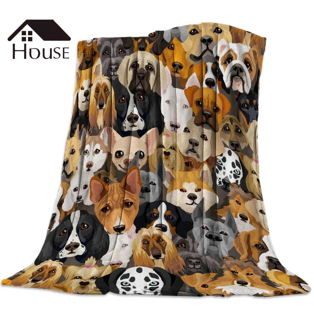 

BIGHOUSES Throw Blanket Animal Dog Throw Blanket Hound Dog Pug Anime Cartoon Soft Warm Microfiber Blanket Flannel Blanket