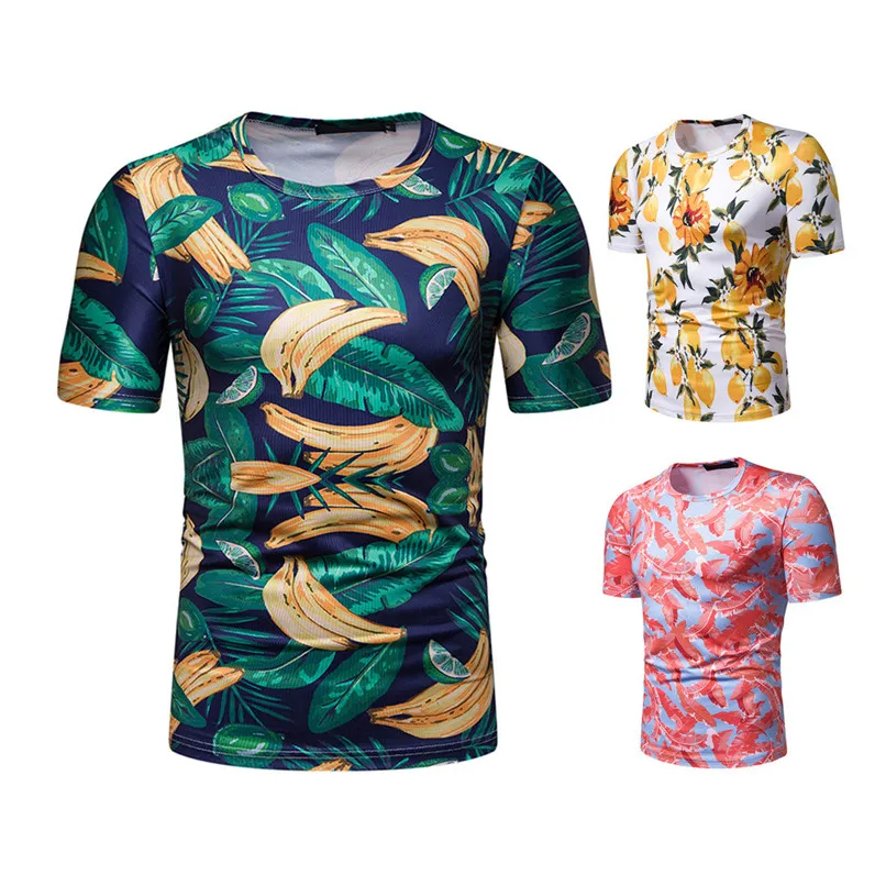 Пляжные футболки для мужчин, праздничная Пляжная футболка, топы с короткими рукавами и принтом листьев, открытые рубашки, праздничный Тонкий Топ с короткими рукавами#2h12