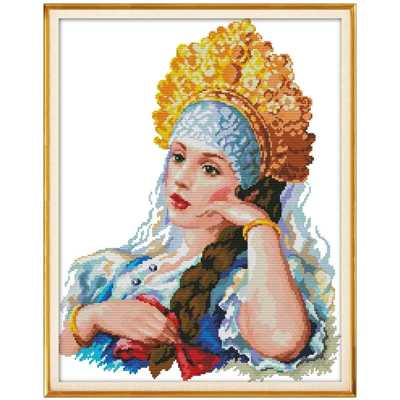 

Golden Crown Princess counted printed on the canvas DMC 11CT 14CT DIY kits Chinese Cross Stitch embroidery needlework Sets