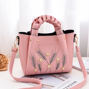 

fashion floral tote bags for women top-handle pink bucket bag luxury crossbody bags for women pu leather handbag