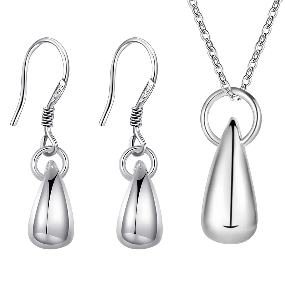 Factory price High quality jewelry 925 stamped silver plated drop jewelry sets necklace pendant