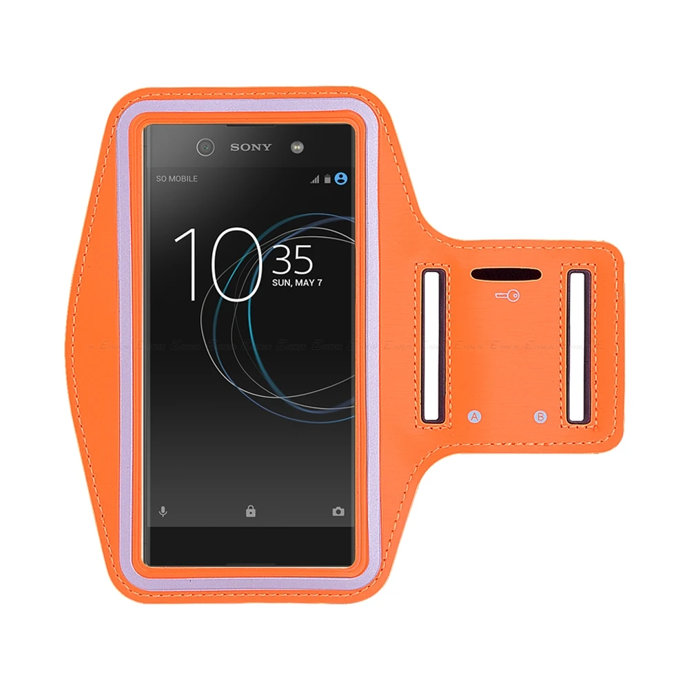Спортивный чехол для телефона для бега и спортзала для sony Xperia 1 5 10 XZ3 XZ2 XZ1 XZ XZS XA2 XA1 Plus ультра компактный Премиум чехол на руку - Цвет: Оранжевый