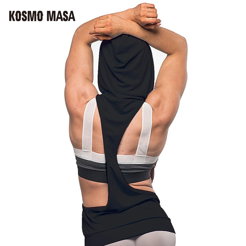 

KOSMO MASA 2018 Cotton O-Neck Hoody Tank Top For Women Summer Regular Sleeveless Solid Shirt Fitness Workout Crop Top WTT001