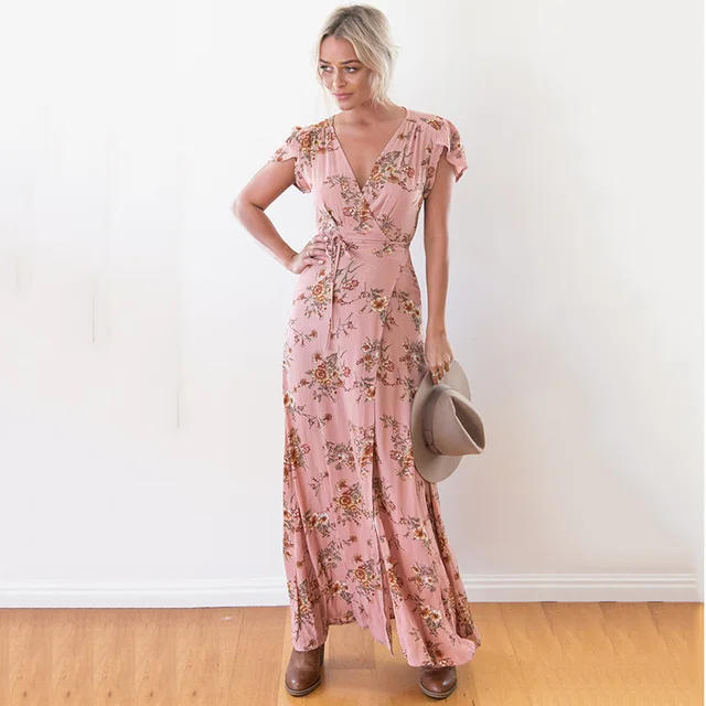 vestido boho rosa