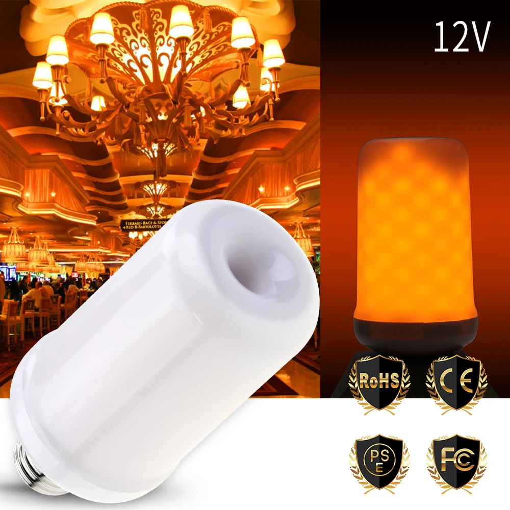 

E27 LED 12V Flame Bulb Flickering LED Fire Candle Lamp E26 Dynamic Flame Effect Creative Lights E14 Burning Christmas Decorative