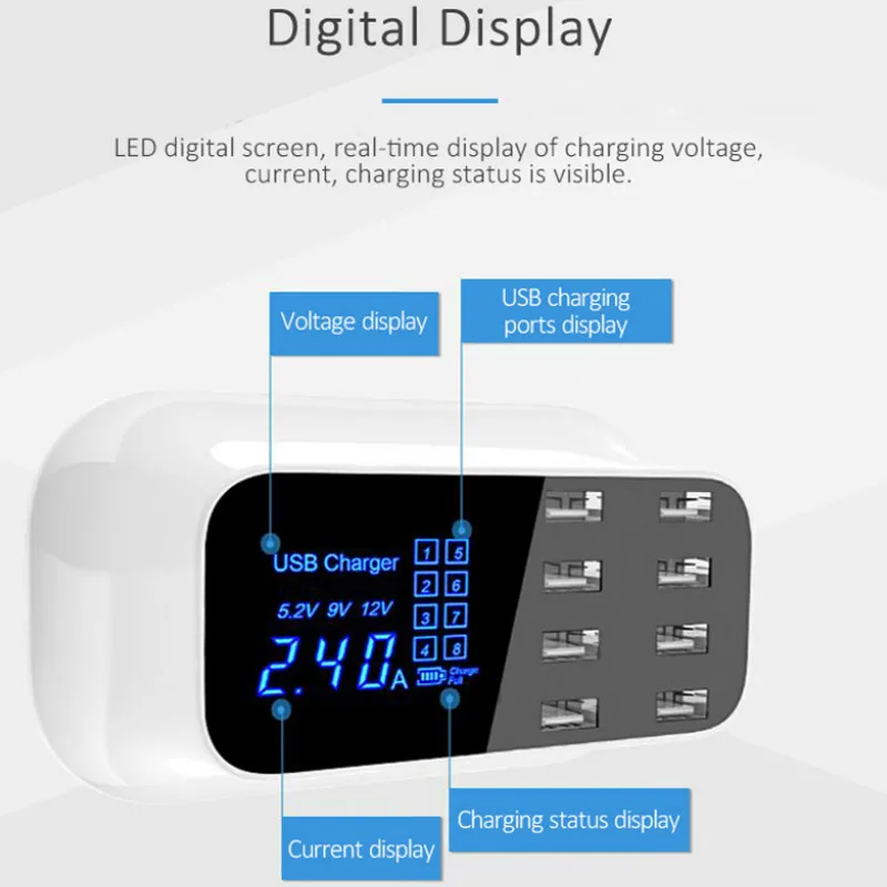 

USB Fast Charger phone charger Power Adapter Desktop Charging Station Quick Charge Smart IC Auto Detect for iPhone Android