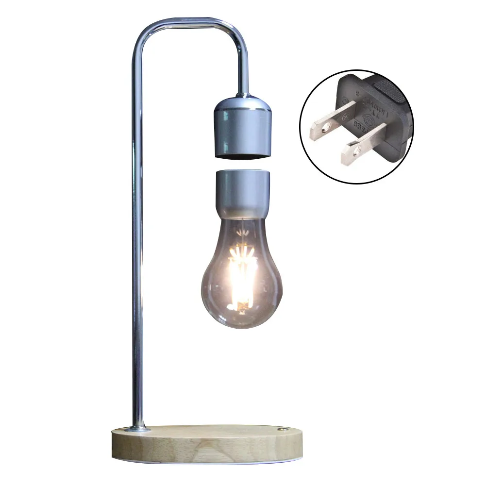 

Gifts Office Desk Lamp Home Floating Bulb Led Bent Pipe Night Light Decor Table Wood Tech Toys Bedroom Magnetic Levitation