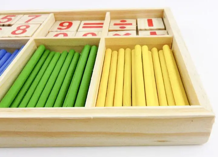 colorful Baby Toys Counting Sticks Education Wooden Building Intelligence Blocks montessori materials Wooden Box Child Gift