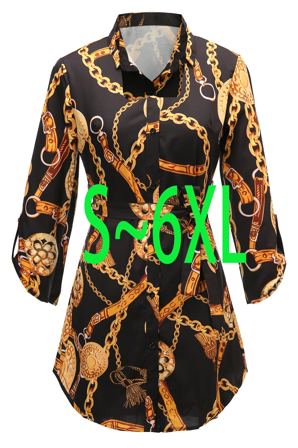 Супер большой размер S-6XL стиль классическое Африканское женское платье Дашики Модная рубашка с длинным рукавом и принтом с отворотом
