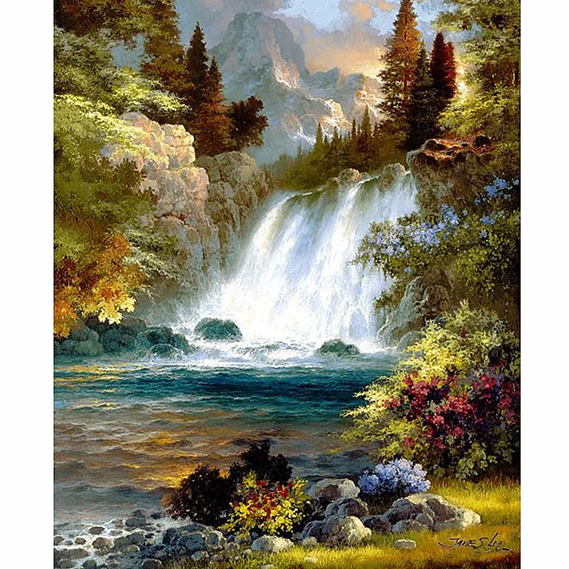 

5D Diy Diamond Painting Waterfall Landscape Diamond Embroidery Full drilling Christmas gift