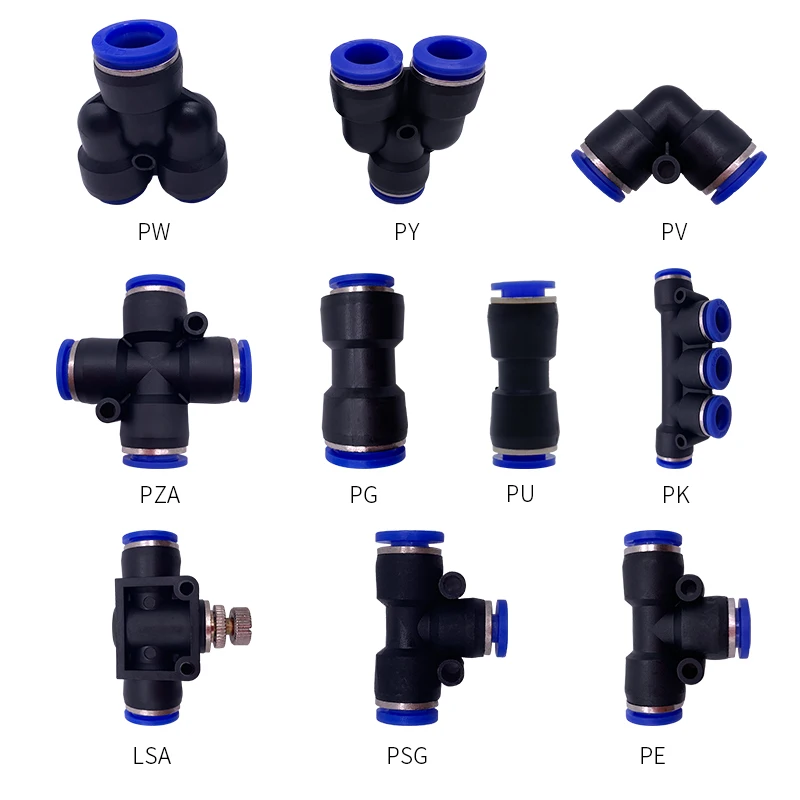 

1PCS T/Y/L/Straight Type Pneumatic Push Fittings Air/Water Hose Tube Quick Connector 4 to 16mm PW/PY/PV/PZA/PG/PU/PK/LSA/PSG/PET