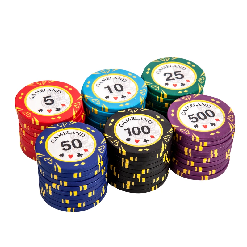 100PCS 클래식 포커 칩 세트 클레이 소재 무거운 칩 카지노 토큰 40*3.3mm 14gpoker chip setchip
