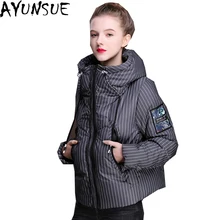 AYUNSUE, высокое качество, новинка, куртка для женщин, парка, короткая, теплая, толстая, 90% утиный пух, куртки для женщин, в полоску, Abriogs Mujer LX1013