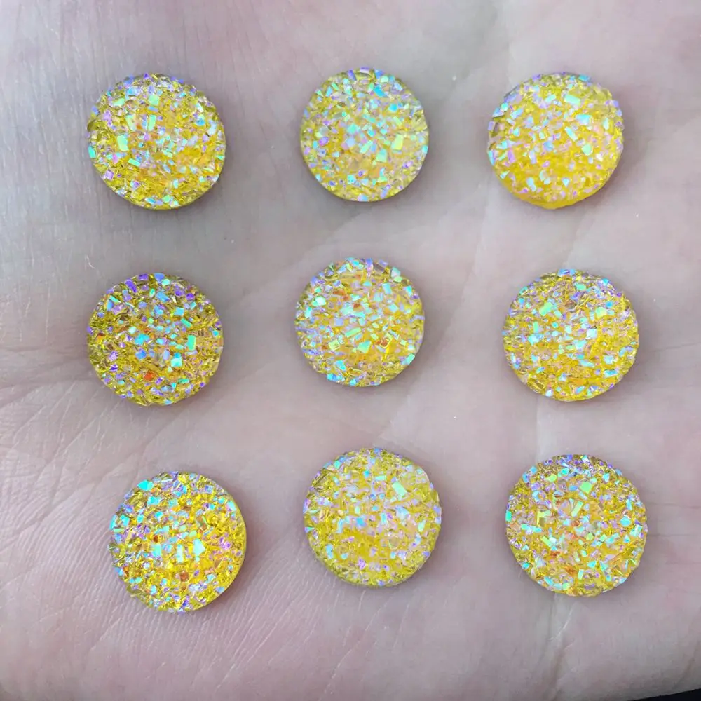 

DIY craft buttons 125PCS 14mm mineral surface flatback round resin home decoration K085*5