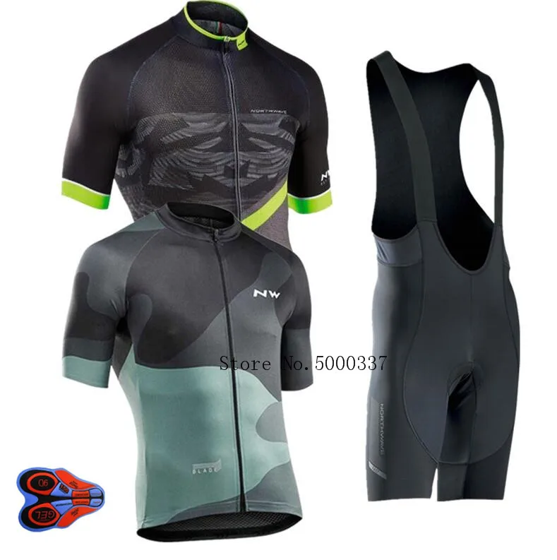 2019 Mens Cycling Clothing Bicycle Short Sleeve Cycling Jersey Bib Shorts 9D set