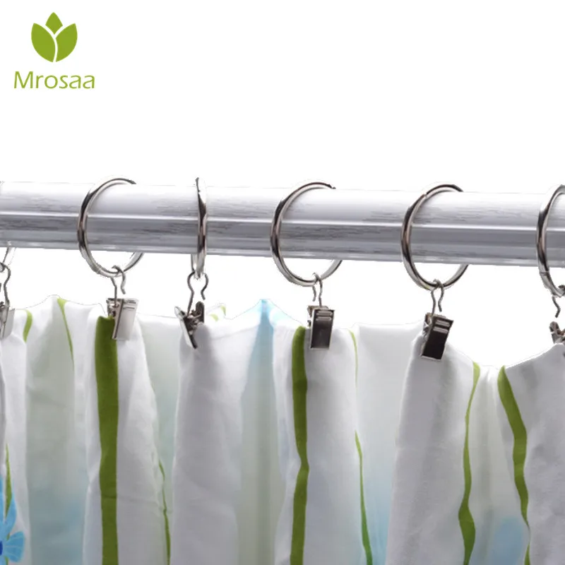 

10 Set Mrosaa Shower Curtain Rings Clamps Drapery Clips Bath Curtain Rod Clips Bathroom Window Ring Hook Home Decoration