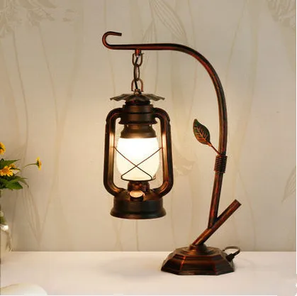 Southeast Asia retro frosted glass Table Lamps American classic antique E27 LED iron lamp for bedside&foyer&bar&cafe LDK030