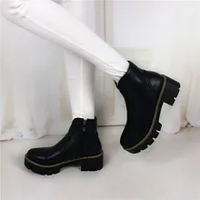 Fashion 2016 fashion autumn ankle boots pu leather shoes black Martin Boots Brand Dr Designer Motorcycle Boots Plus size 34-43