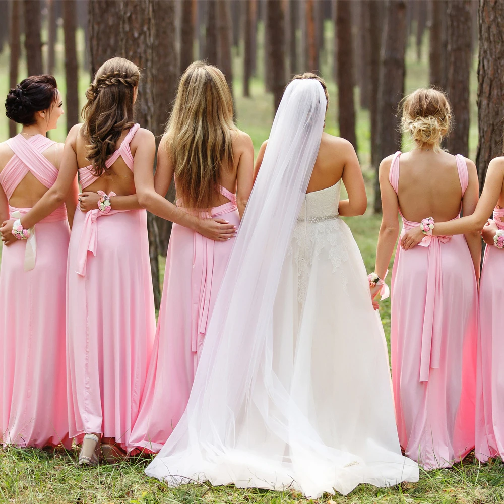  Jersey  Convertible Bridesmaid  Dress  Cross Back Pink  Custom 