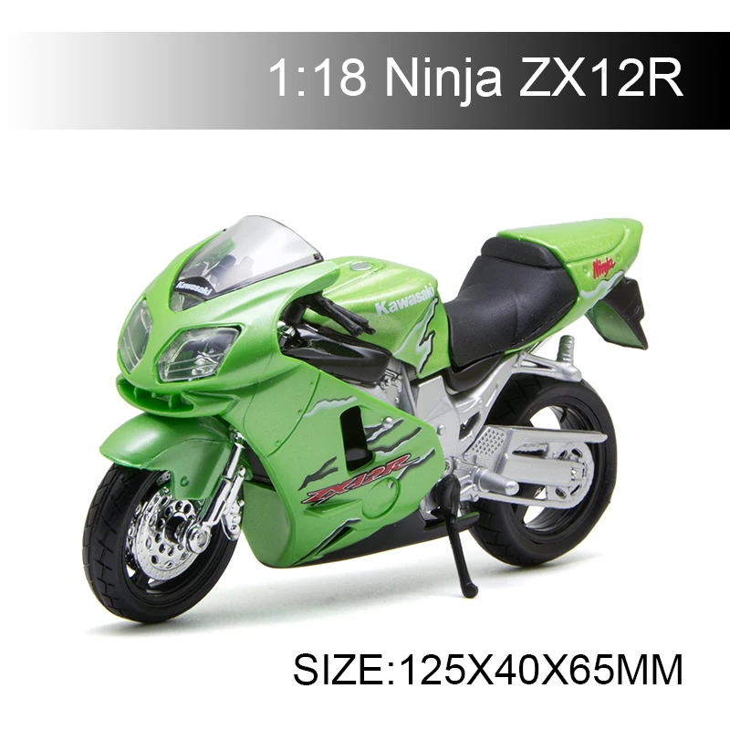 Maisto 1:18 модели мотоциклов Kawasaki Ninja ZX12R зеленая пластиковая миниатюрная гоночная