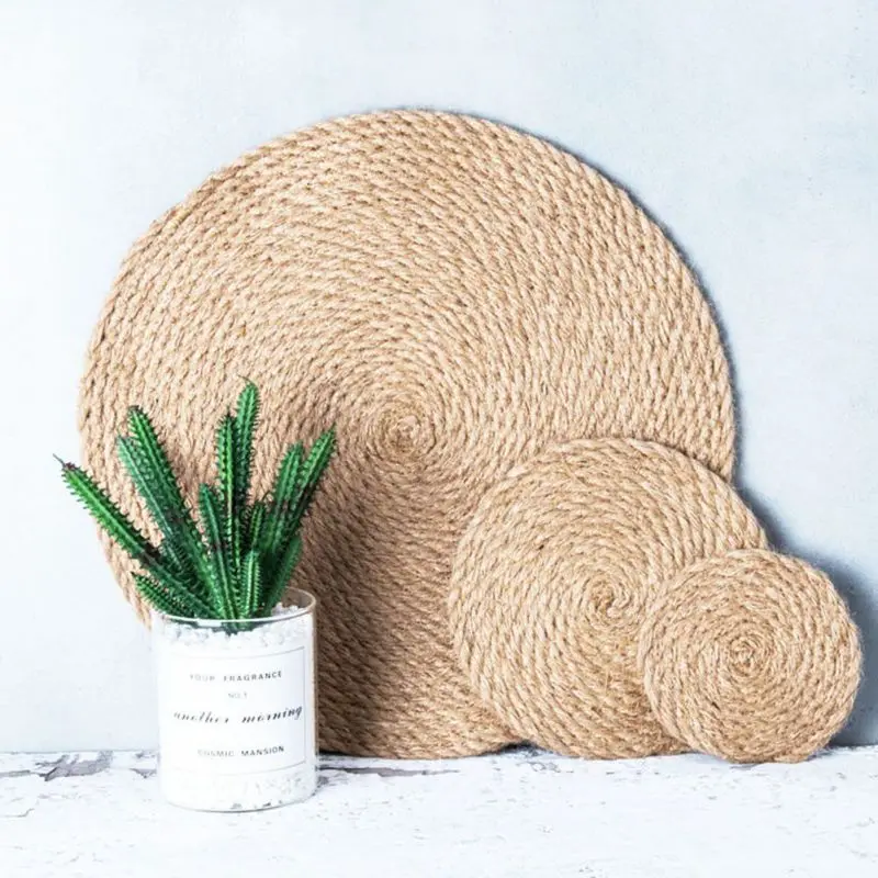 

Table Mat Pure Linen Straw Insulation Mat Home Table Anti-scalding Insulation Pad