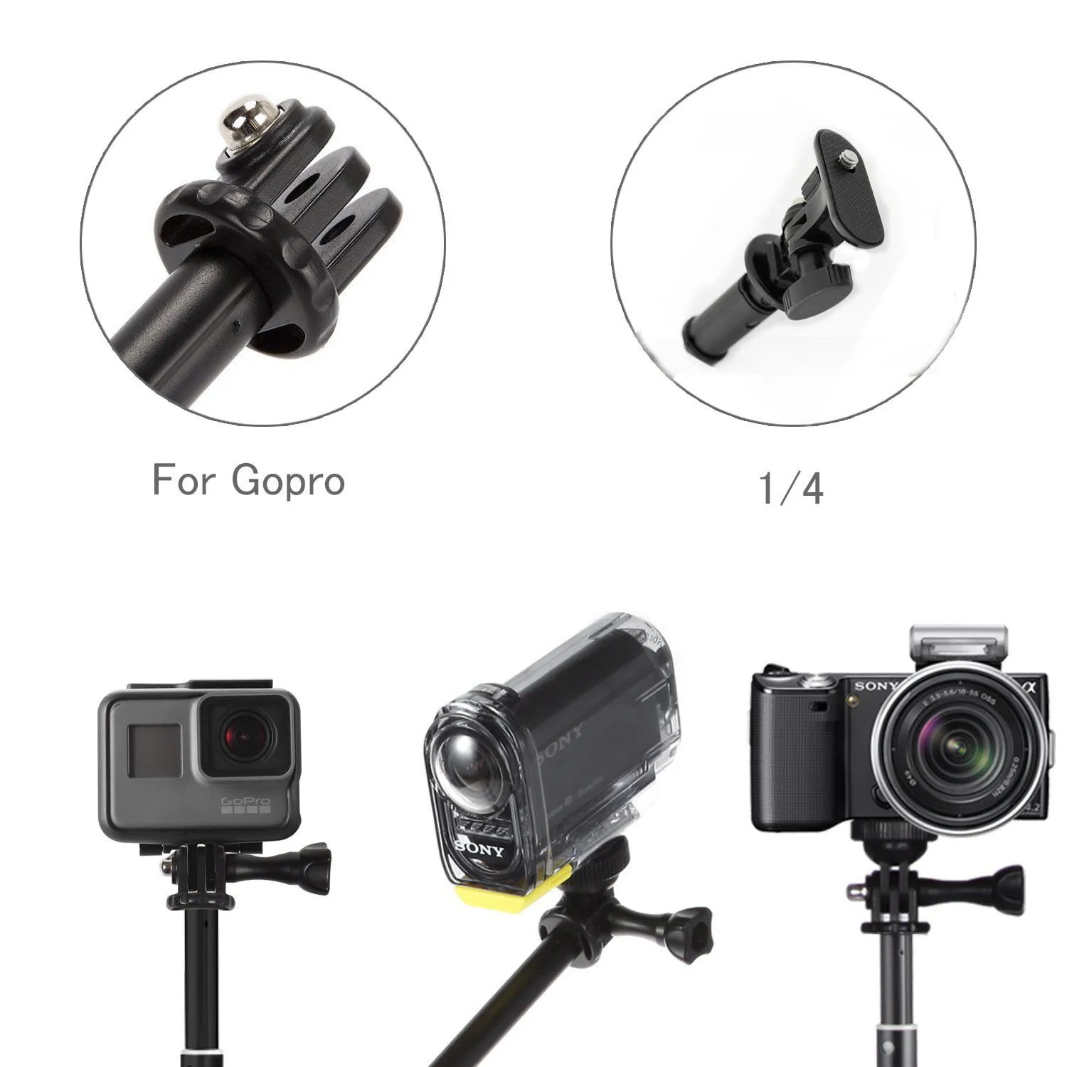 [Biostore селфи палочки] алюминиевый Автоспуск наклейка для камеры DV Gorpro+ 2+ 3+ 4 Спортивная камера ручной эластичный селфи палочки