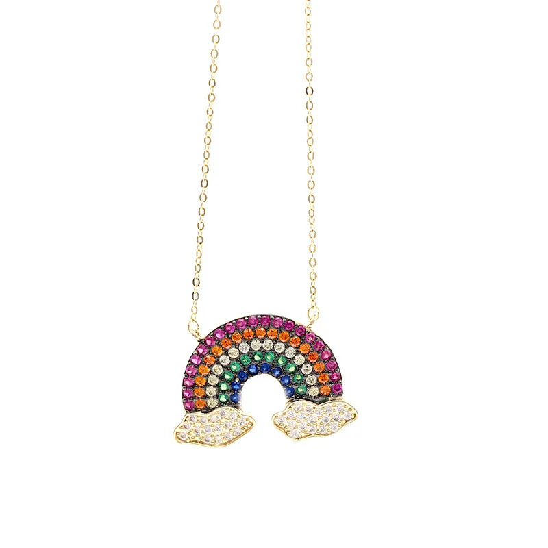 

LuxJuly Women Crystal Rhinestone Zirconia Rainbow Necklace