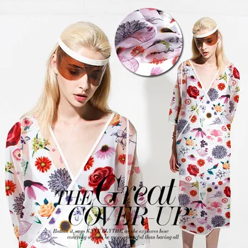 

The new European pop silk cloth flowers blooming like a piece of brocade thin thin silk yarn fabric Eugen