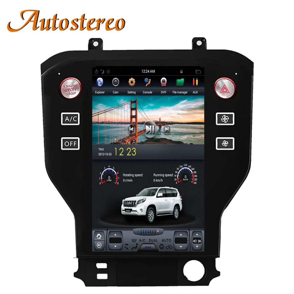 Top Android 7 Tesla style Car No DVD Player GPS Navigation For Ford Mustang 2015+ stereo headunit multimedia radio tape recorder IPS 1