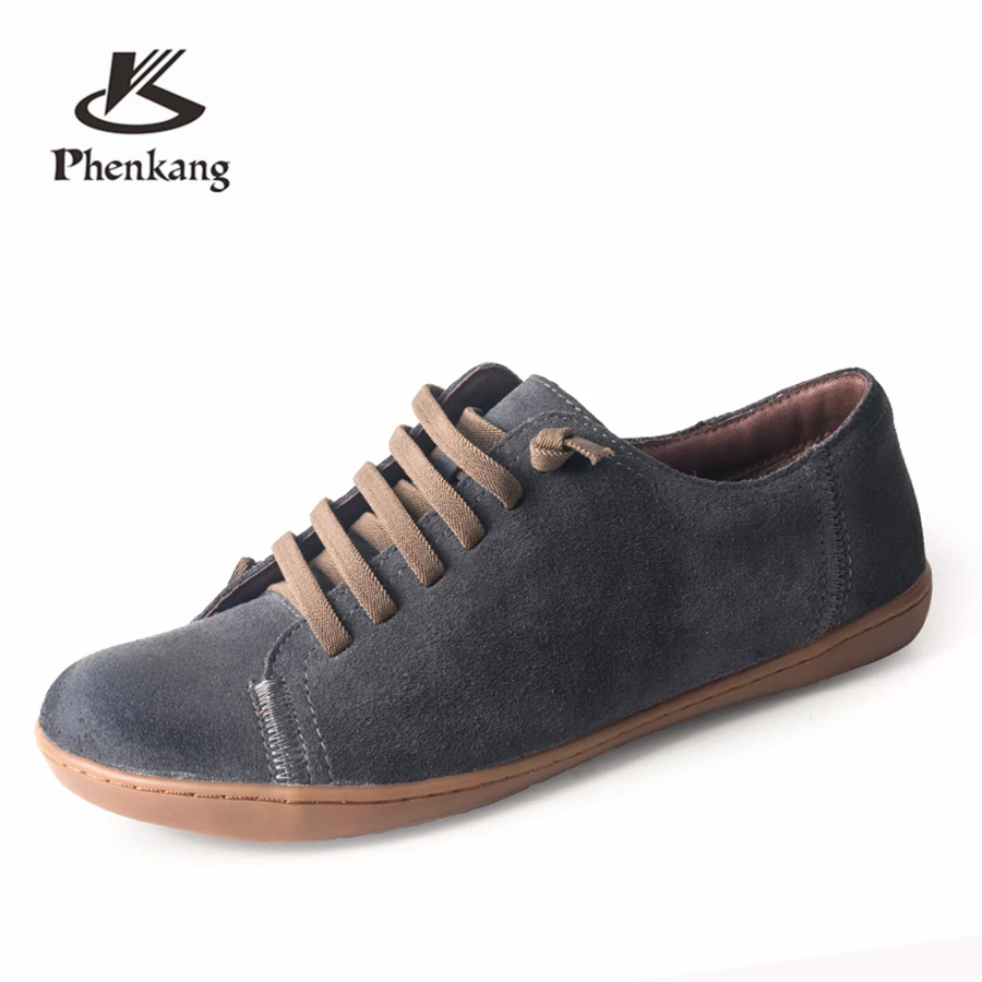 

Cow suede leather Women baleriny slipon lady flats shoes ballerina casual Group Barefoot woman sneakers shoes grey brown white