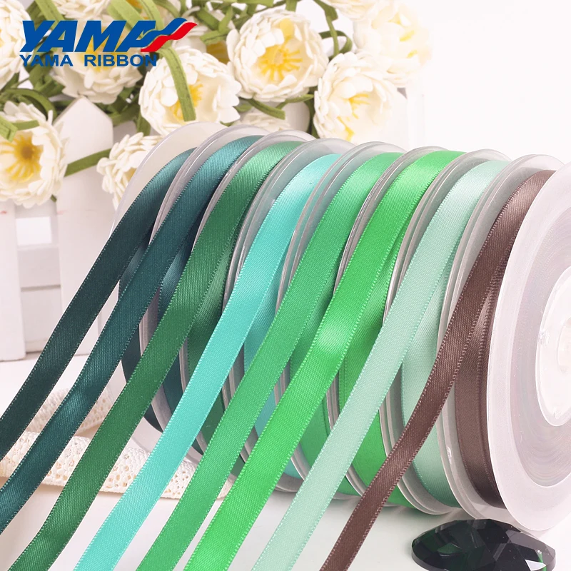 YAMA 25 28 32 38 mm 100yards/lot Double Face Satin Ribbon Light and Dark Green for Party Wedding Decoration Handmade Rose Flower satin ribbons ribbon supplies satin ribbon
