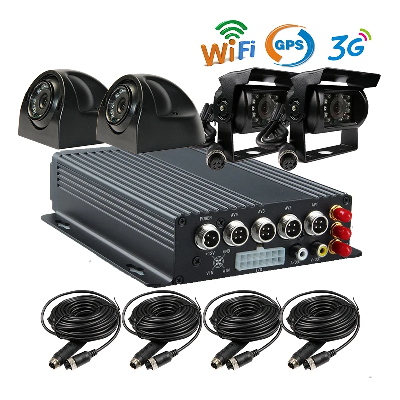 Free Shipping 4 CH I/O SD 3G GPS Track WiFi Mobile Vehicle Car DVR