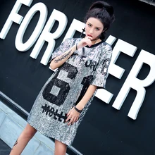 Путина. Всадник ночных клубов Новая мода свободные тонкие блестки длинный абзац личности дамы футболки Круглый шеи прилива