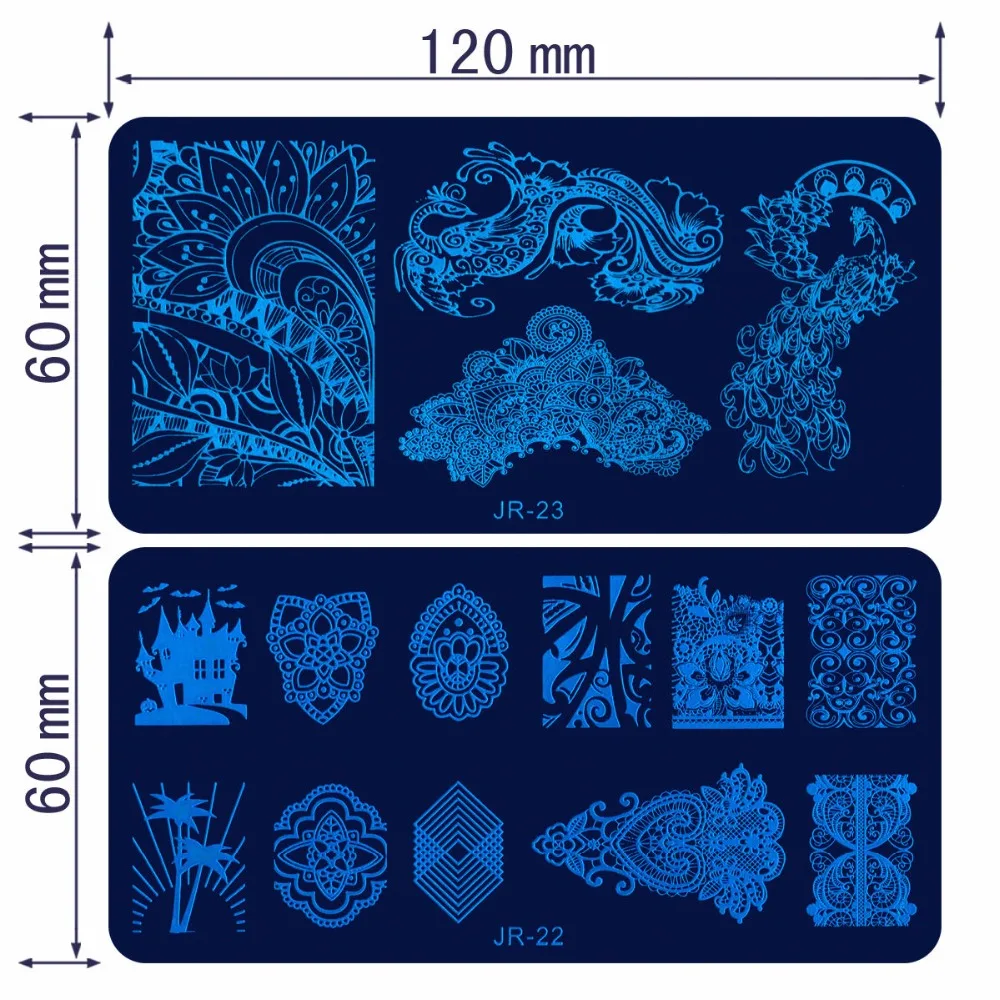 Высокое качество JR01-30 6*12 полная пластина с изображениями для нейл-арта ногтей красоты штамп для ногтей диск 6*12 см, 30 дизайн ногтей штамповки шаблон