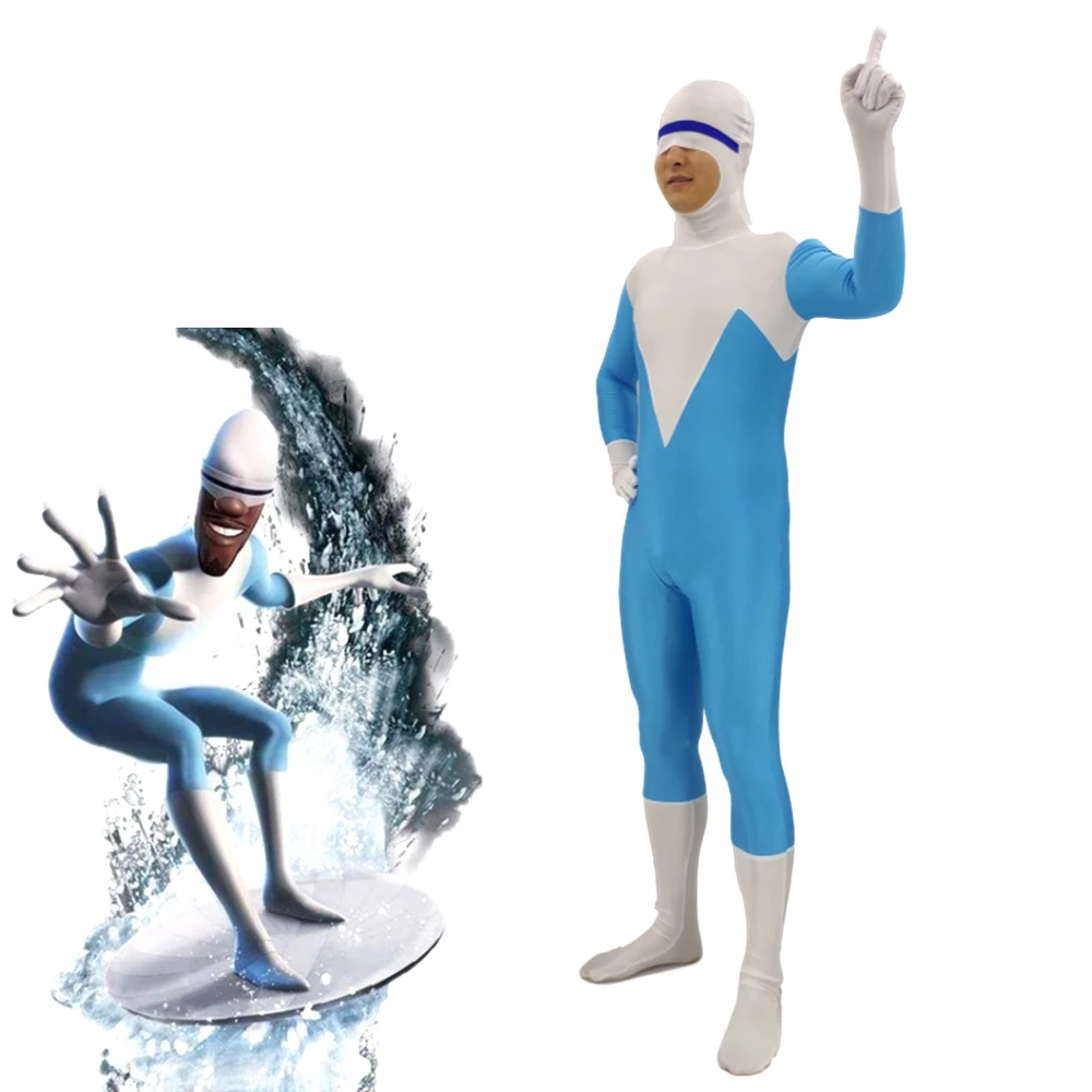 

The Incredibles 2 Costume Frozone Incredible Cosplay Superhero Family Party Adult Kids Zentai Suit Bodysuit