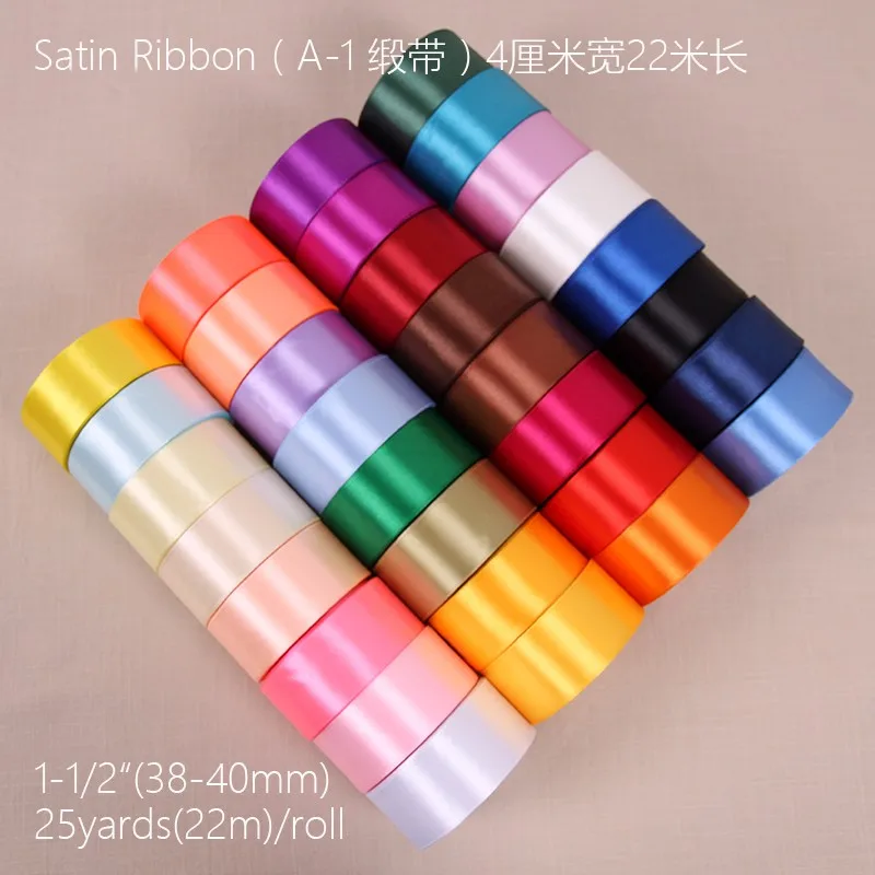 

75 color 22m Long Silk Satin Ribbon 40mm Wide Party Home Wedding Decoration Gift Wrapping Christmas New Year DIY Material B