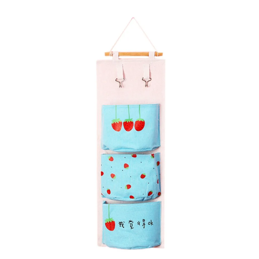 

Multiple Pockets Storage Hanging Bag Cotton Linen 3 Pockets Organizer Three - dimensional Wall Mounted Door Pouch Room 10Dec 11