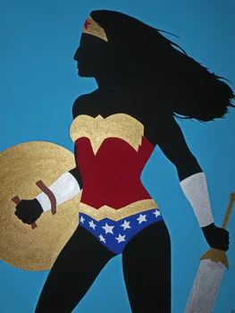 

Modern handmade painting popart supper girl hero on oil canvas for living room decor and wallpaper