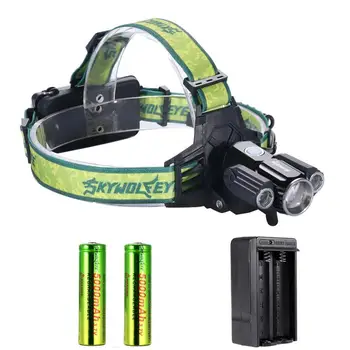 

Skywolfeye 8000 LM 3 T6 LED Headlight 2X18650 Flashlight Torch Lamp+Bike Clip Holder+Battery Charger