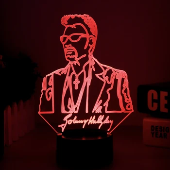 

Johnny Hallyday Table Night Light Bedside LED USB Touch RGB 7 Color Changing 3D Lamp Illusion Singer Baby Decorative Lamp Decor