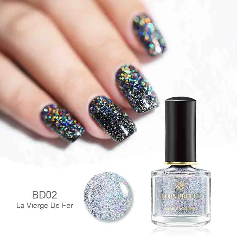 BORN PRETTY 6ml Iridescent Shiny Holographic Nail Polish Wonderworld Glitter Series Sequins Nail Art Lacquer Manicure Tools - Цвет: color 46