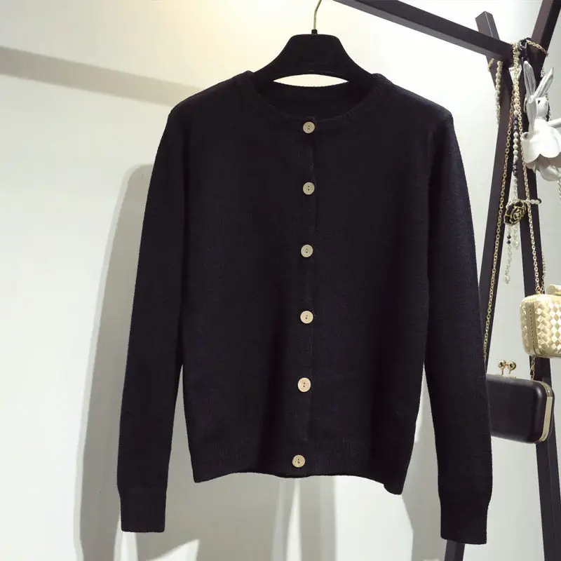 Женский кардиган, вязаный свитер, пальто с длинным рукавом размера плюс, вязаный свитер, Осень-зима, Roupa Feminina, короткое пальто, кардиган Q870 - Цвет: Black