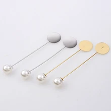 Заводская Роскошная золотая и Посеребренная Имитация Жемчуга, сплав, медь, длинная брошь, булавка, сделай сам, с отворотом, для платья, ювелирные изделия, броши, аксессуары