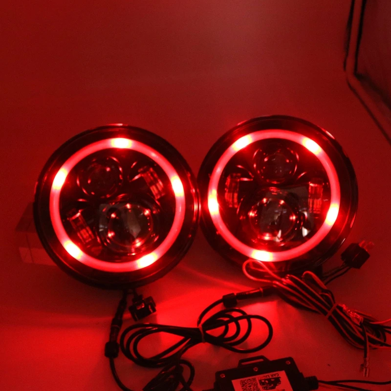 TNOOG 7 дюймов светодиодный фар RGB Halo Кольцо Ангельские глазки и янтарный поворота с
