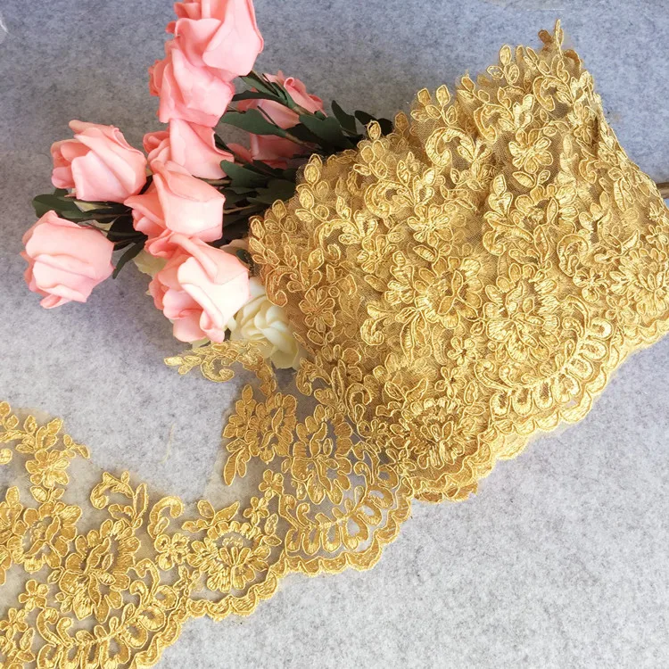 2-3yards/lot Розовое Золото Кружева Trime ткань цветок Венеция Аппликация с кружевной отделкой шитье ремесло для свадьбы Dec. RS9