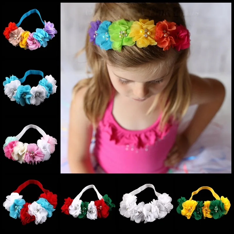 Buy 2016 new Retail Baby Flower Headband Mini Chiffon
