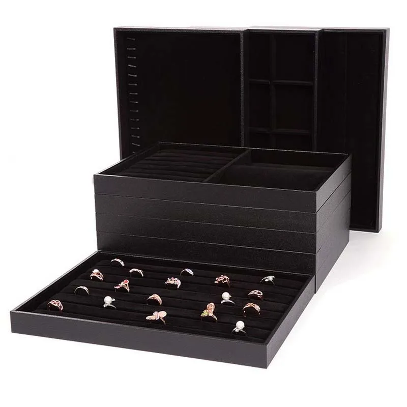 

PU Leather Jewelry Display Plate Earring Plate Ring Necklace Pendant Tray Of Props Boxes Jewelry Counter