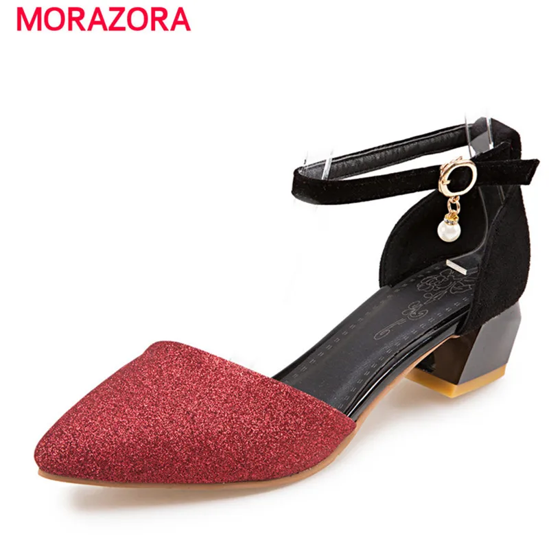 

MORAZORA Big size 34-47 pointed toe women sandals high heels shoes woman mixed colors summer shoes party fashion popular